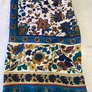 Large silk wrap/ scarf beautiful blue floral